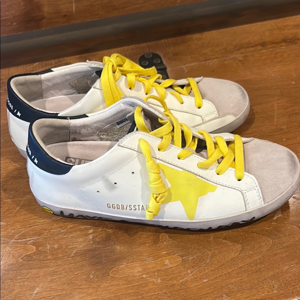 Golden Goose womens White and Yellow Sneakers
